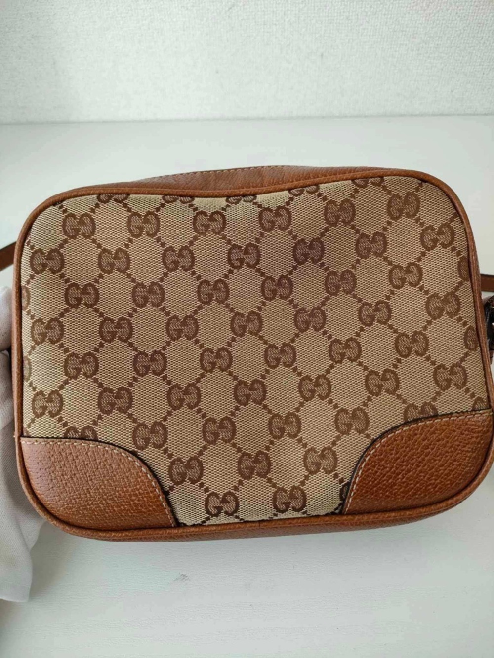 Gucci Tan/Brown Monogram Canvas Crossbody Bag